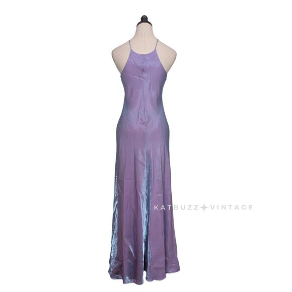 Vintage Nites Prom Dress Maxi Gown 8 Purple Y2K Fairy Princess Glam Bead Satin - Picture 3 of 15